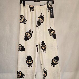 Adult White Fleece Labubu pajama pants